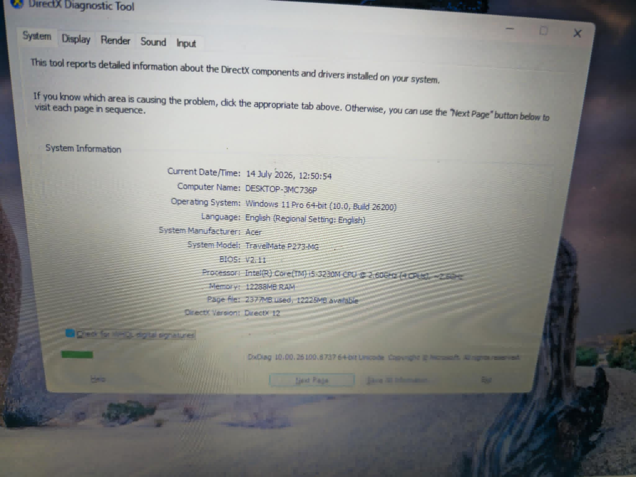 Acer Travelmate P273-MG